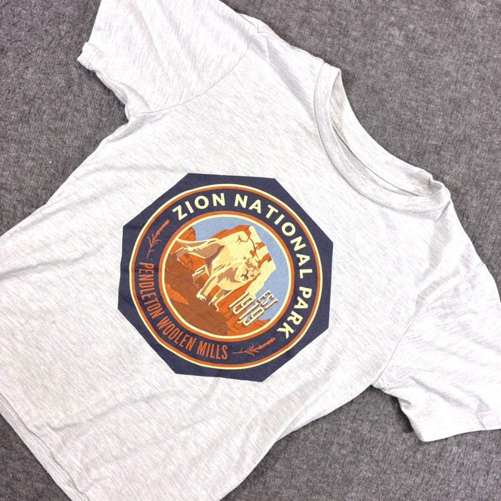 Pendleton Graphic Tee Kids‎ 5/6 Gray Zion National Park Mountain Lion